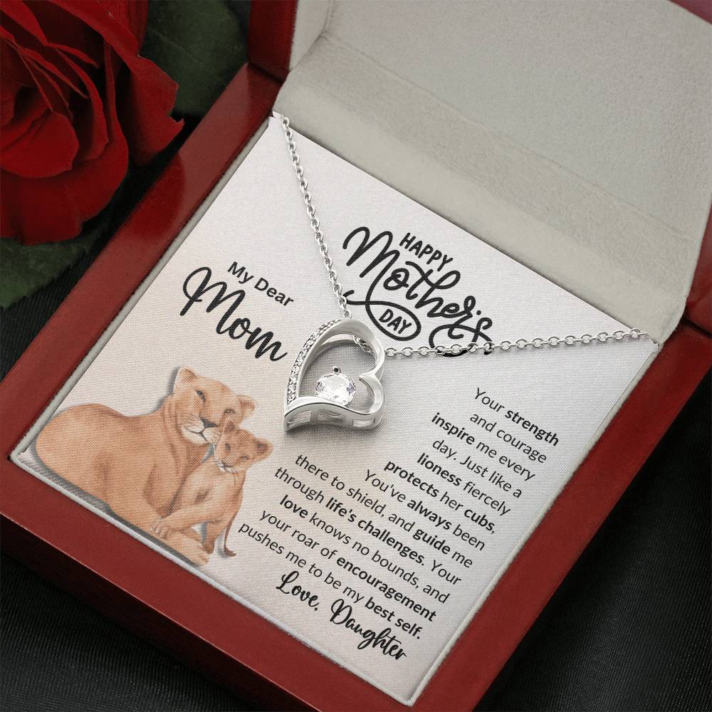 My Dear Mom | Always a Lioness Heart Neckless