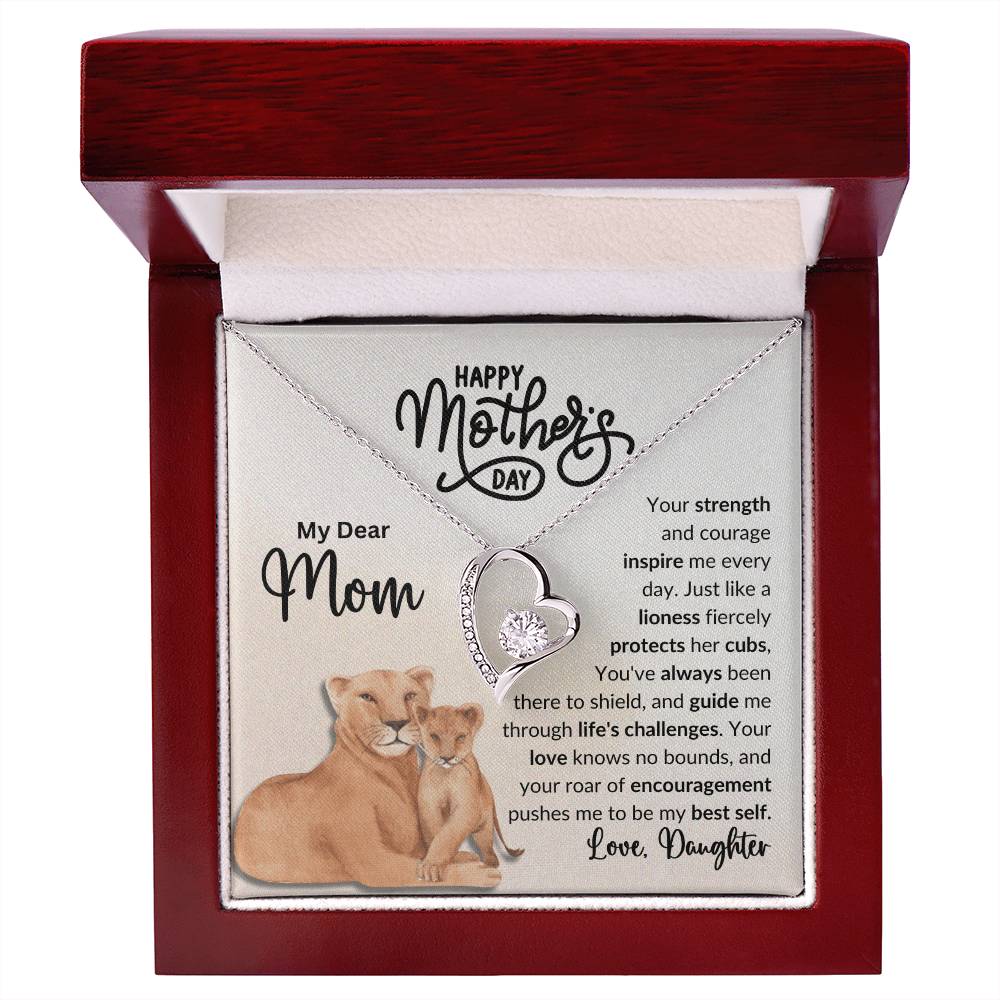 My Dear Mom | Always a Lioness Heart Neckless