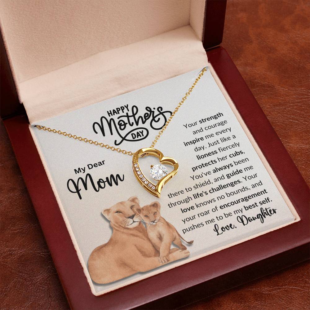 My Dear Mom | Always a Lioness Heart Neckless