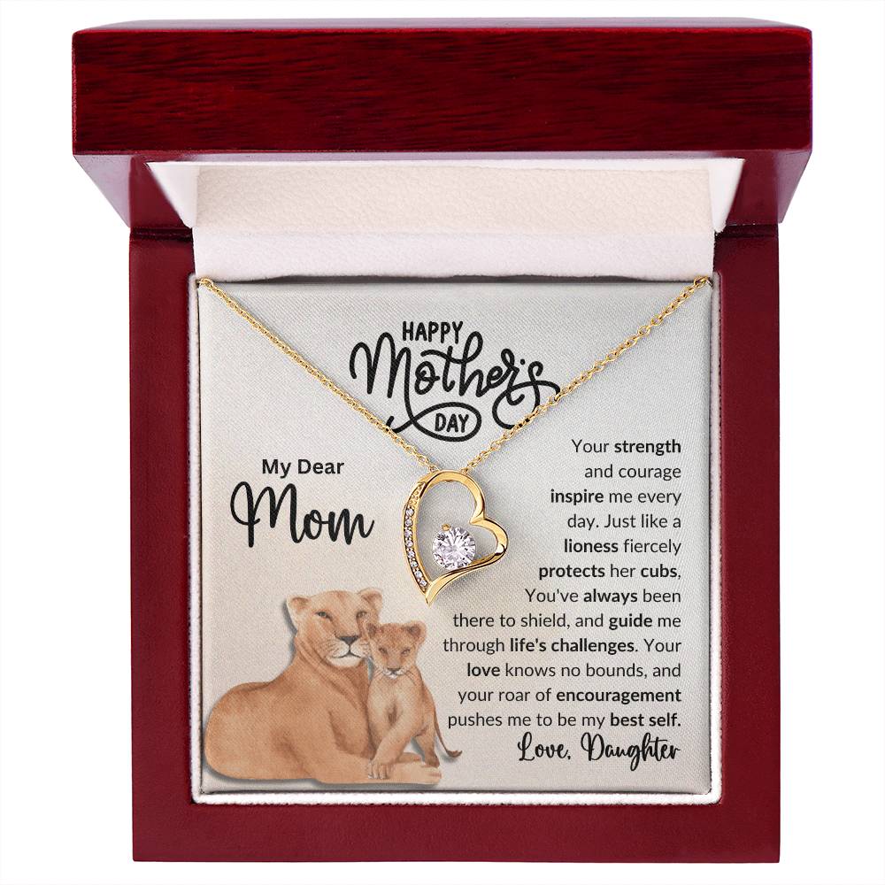 My Dear Mom | Always a Lioness Heart Neckless