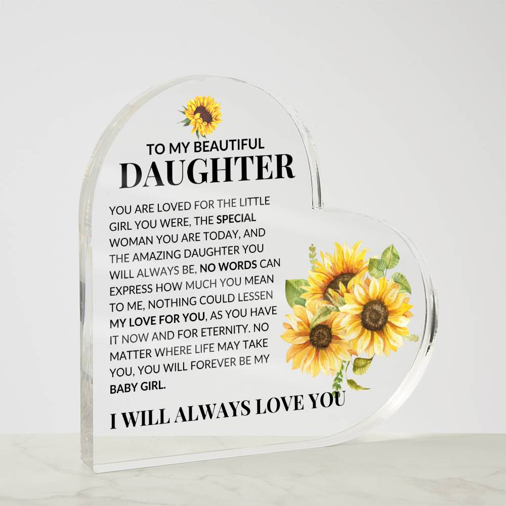 To My Beautiful Daughter |No Words Can Express How Much You Mean To Me |Acrylic Heart Plaque