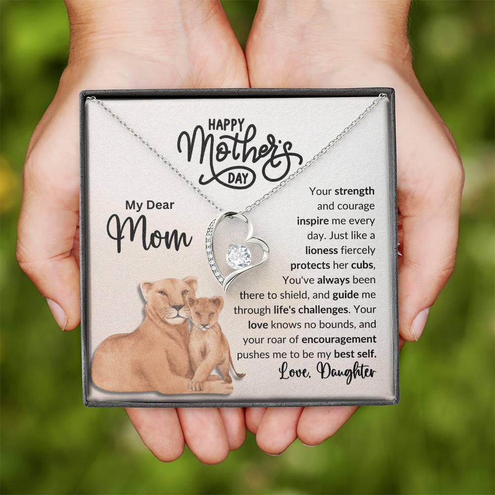 My Dear Mom | Always a Lioness Heart Neckless