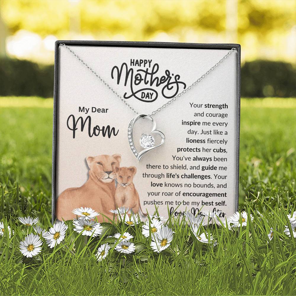 My Dear Mom | Always a Lioness Heart Neckless