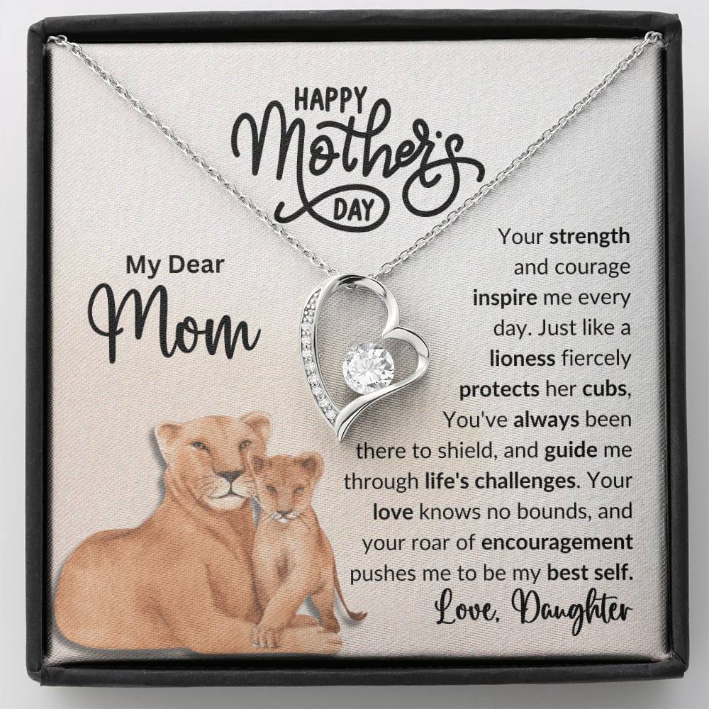 My Dear Mom | Always a Lioness Heart Neckless