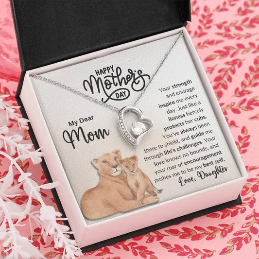 My Dear Mom | Always a Lioness Heart Neckless