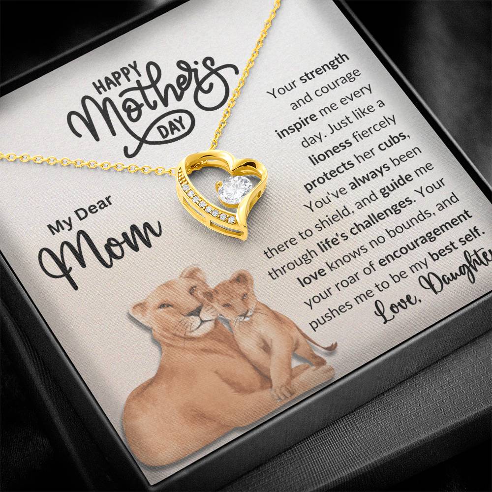 My Dear Mom | Always a Lioness Heart Neckless