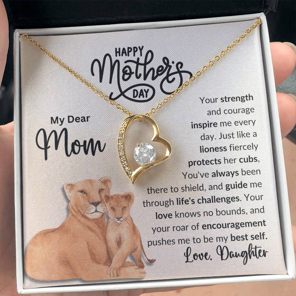 My Dear Mom | Always a Lioness Heart Neckless